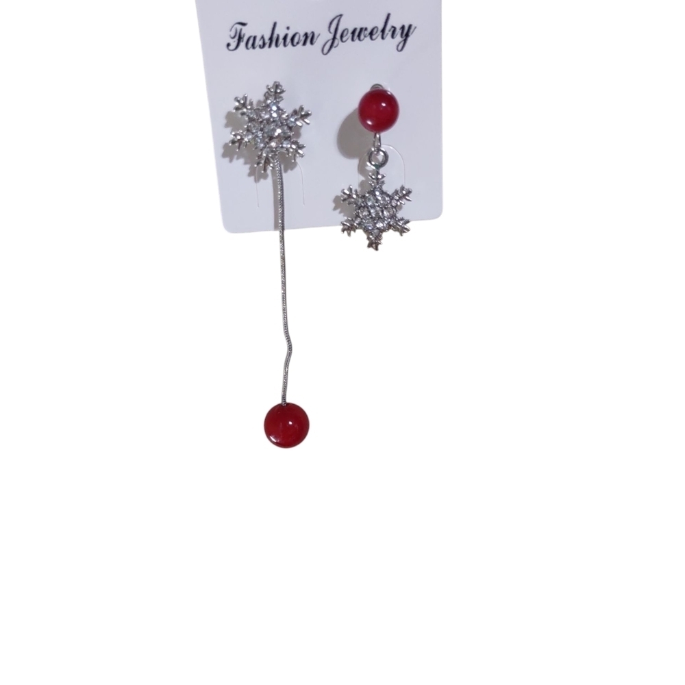 Fashion Jewelry Silver Red Earrings